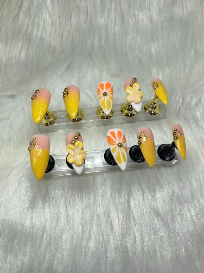 Modèle Press On Nails Agrumes jaune orange