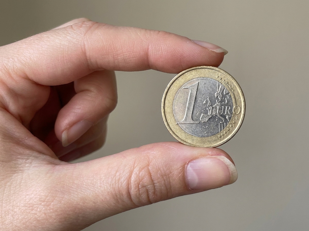 Exemple de prise de mesure d'un ongle avec une pièce de 1 euro posée à côté pour l'échelle